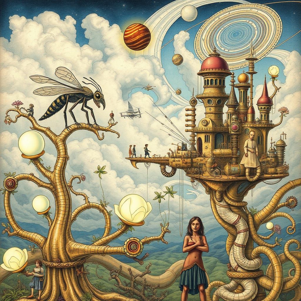 Surreal Alien Ecosystem Landscape Inspired by Codex Seraphin...