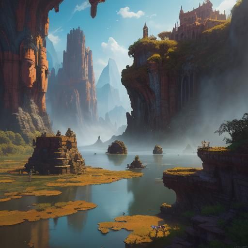 Fantastical Capybara Matte Painting in Deep Color