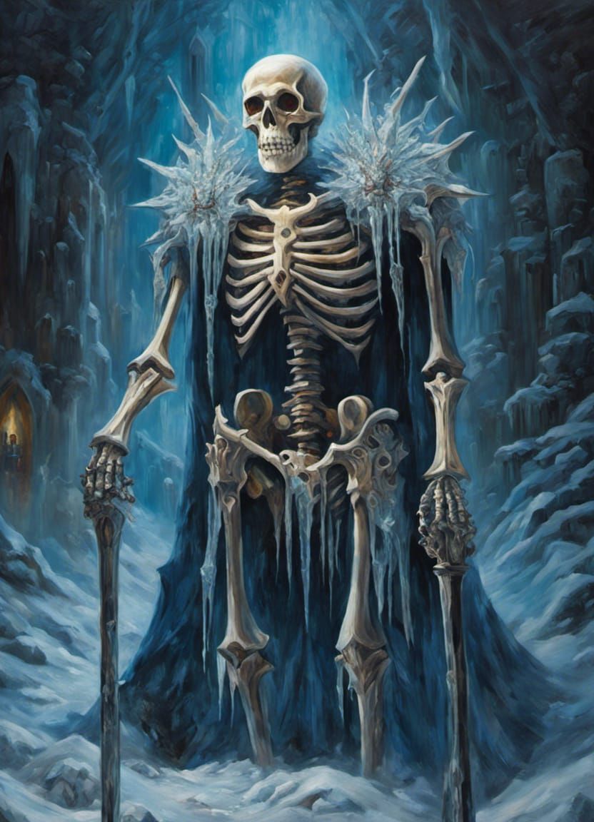 Icy Demonic Skeleton Overlord in D&D Style