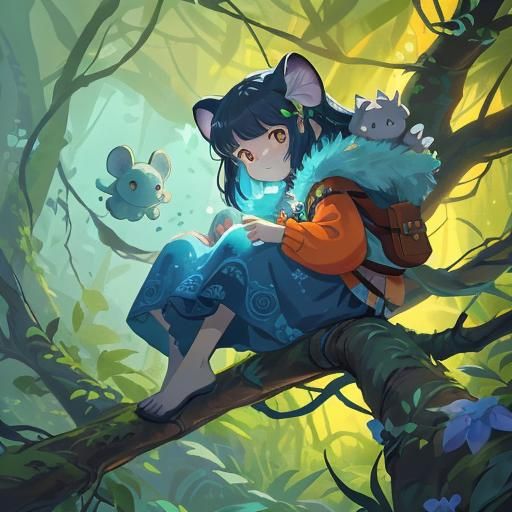 Koala Girl in Fantasy Forest Concept Art