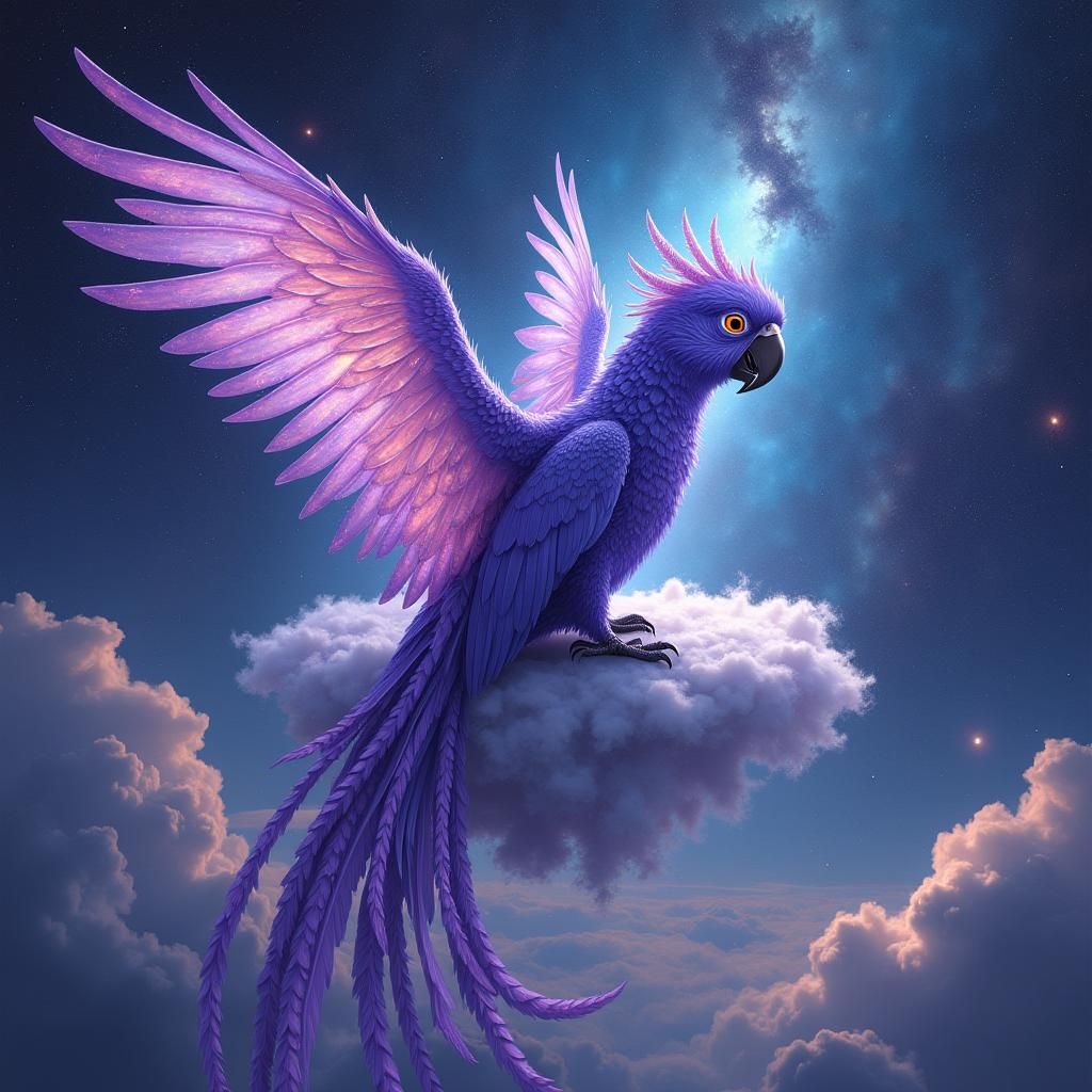 Purple Fae Parrot in Visionary Style