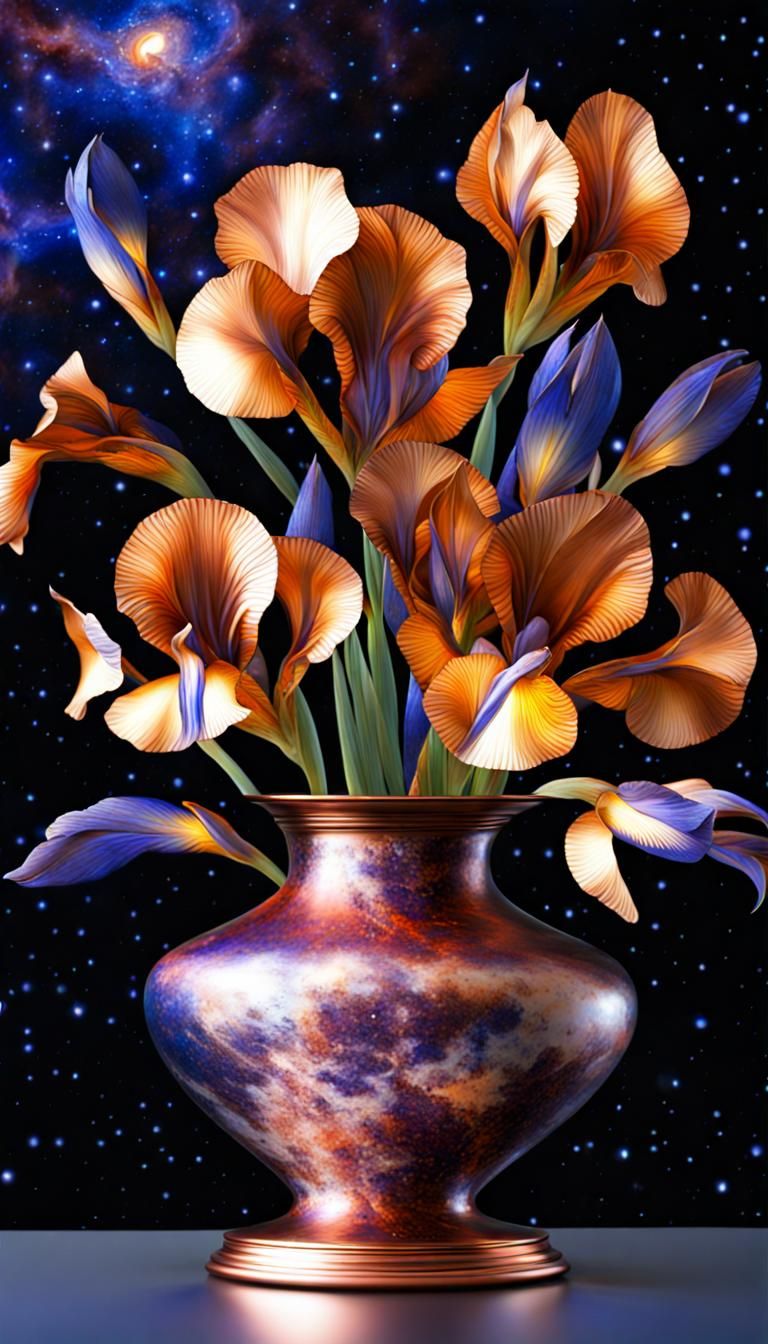 Copper and Cobalt Irises in a Cosmic Vase