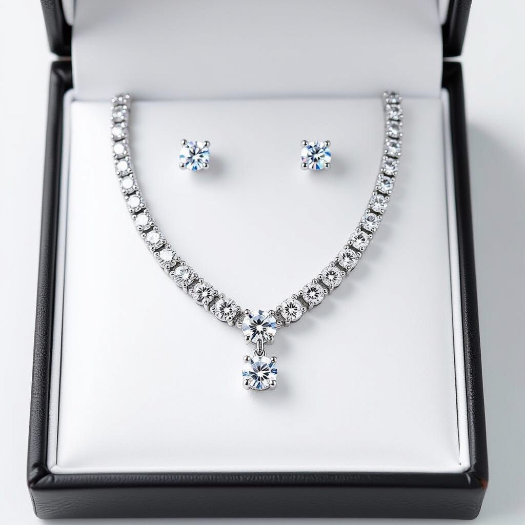 Diamond Tennis Necklace and Gemstone Box Set