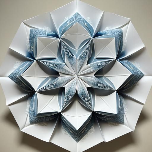 Intricate Origami Paper Folds in Hyperrealistic Style