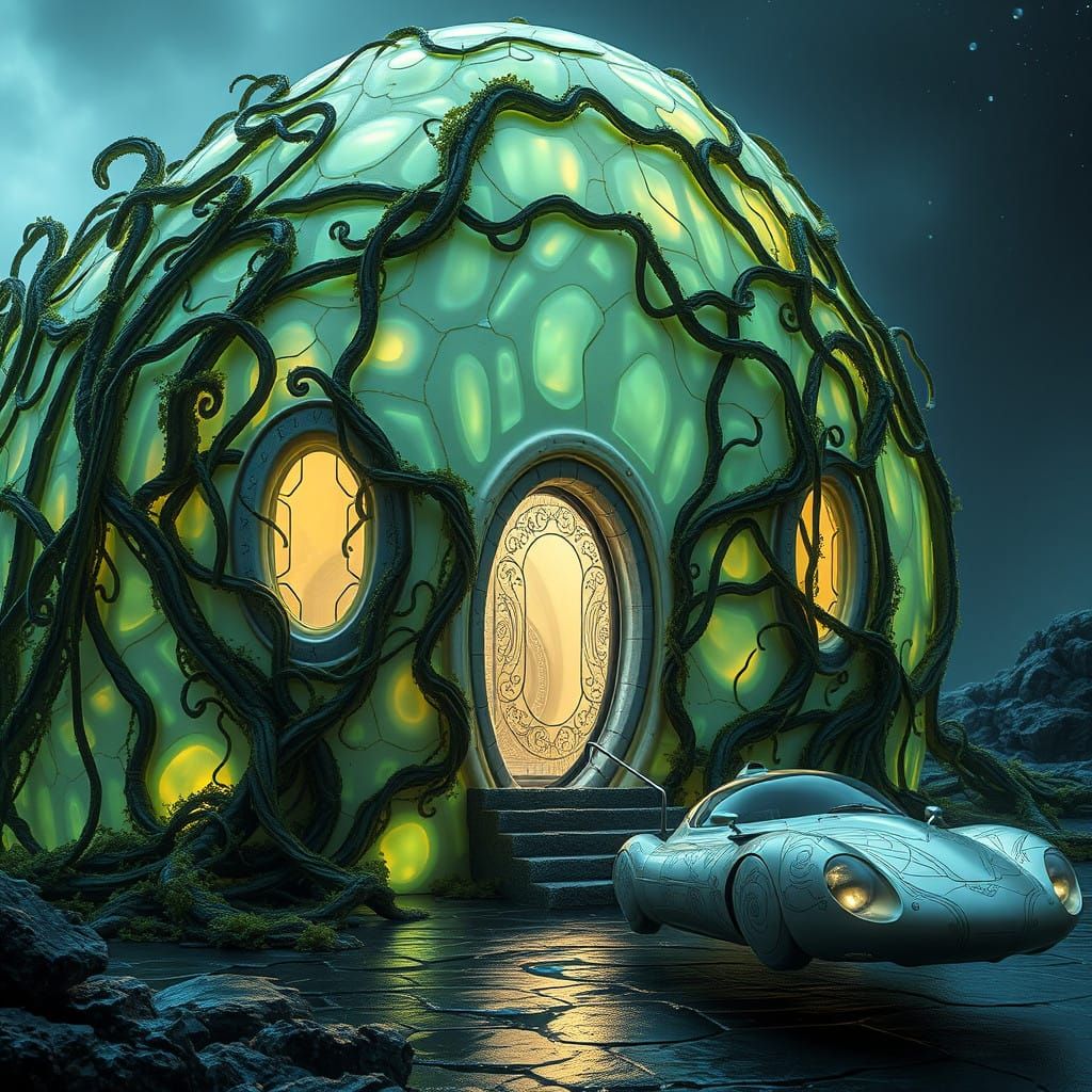 BIOluminescent Dwelling in Gigeresque, Surrealist Aesthetic