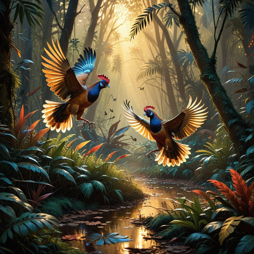 Turbulent Jungle Duel at Golden Dusk