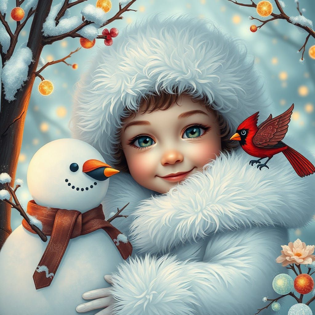 Whimsical Winter Wonderland in Vibrant Colors and Intricate...