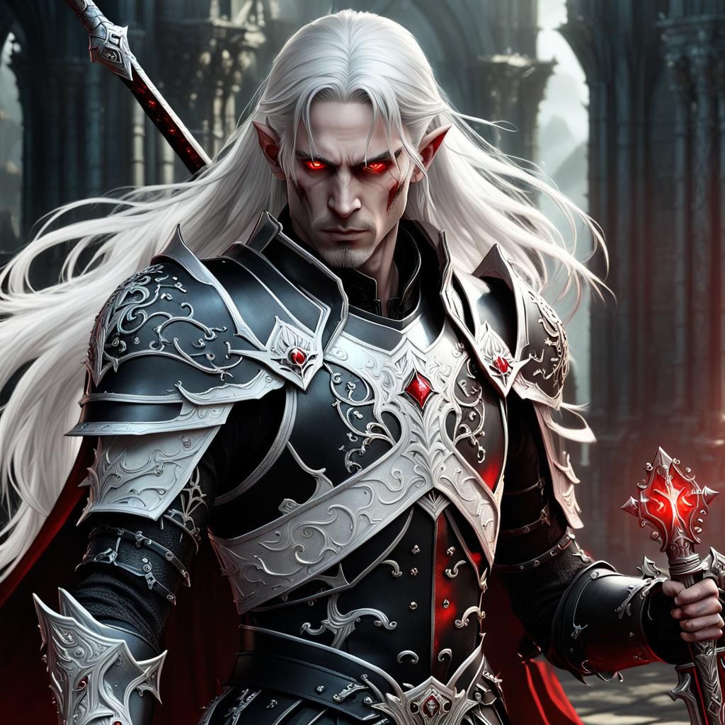 Elric of Melnibone in Rococo Armor, Digital Art