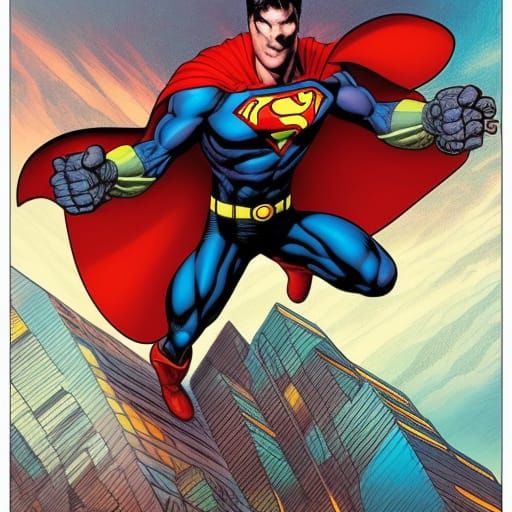 Dynamic Superhero Comic Book Art Illustration