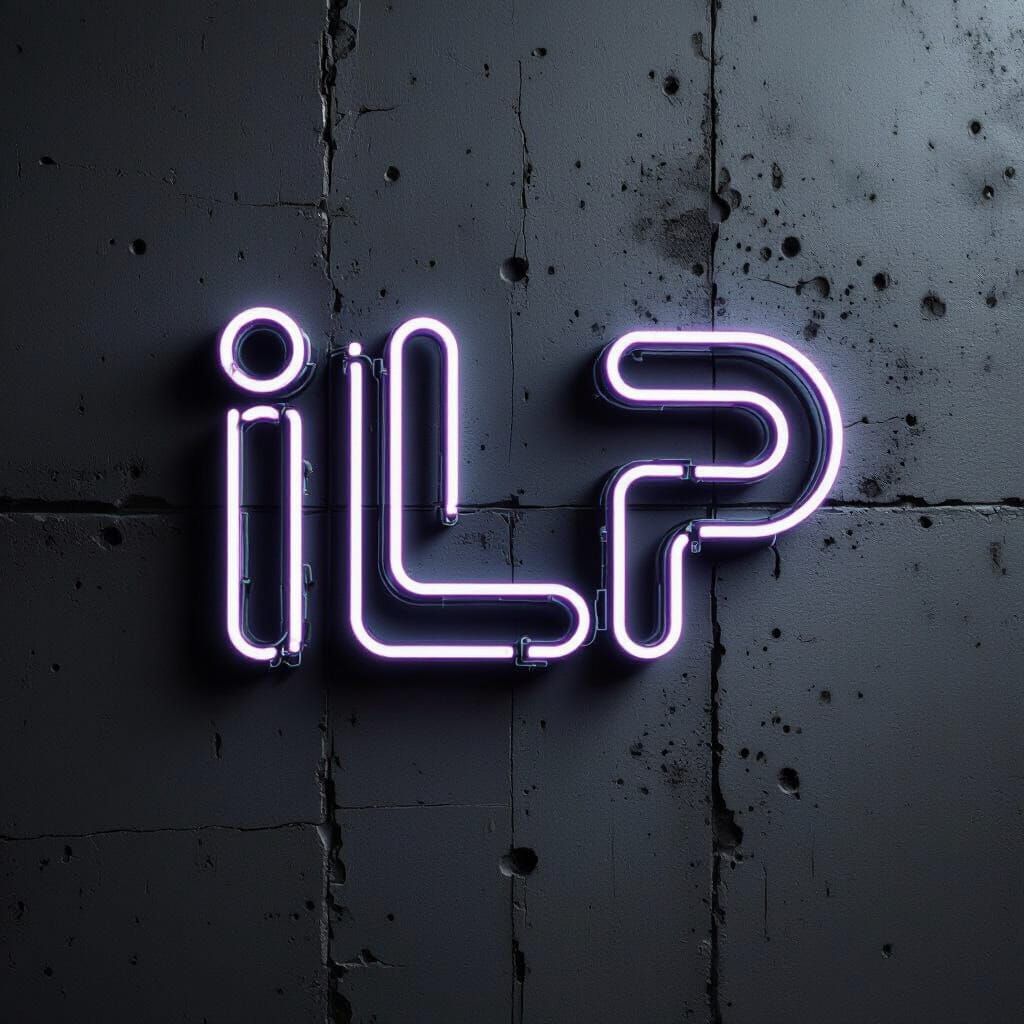 Neon ILP Initials on Dark Minimalist Background