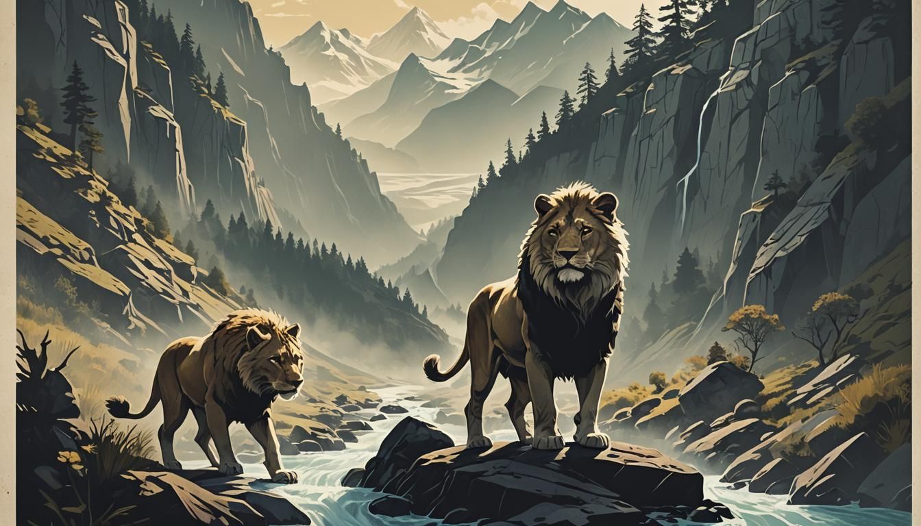 Lion and Wolf Adventure: Movie Poster Art