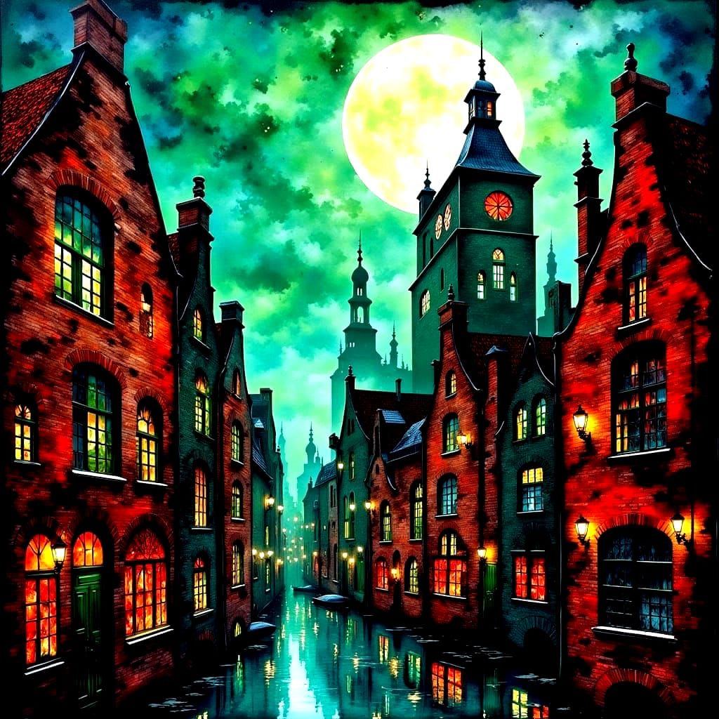 Hamburg Speicherstadt in Gel-Print Style