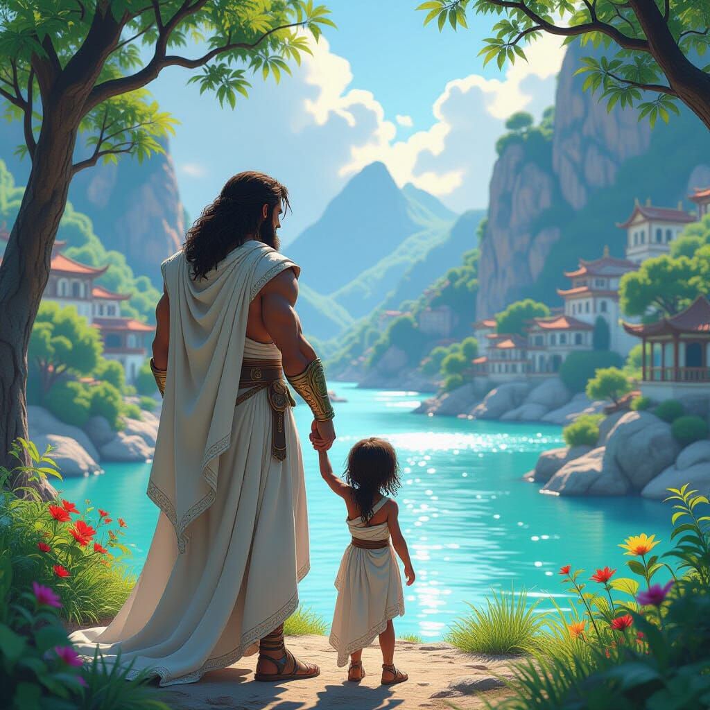 Heracles and Dasha Admire Peneus River in Fairytale Style