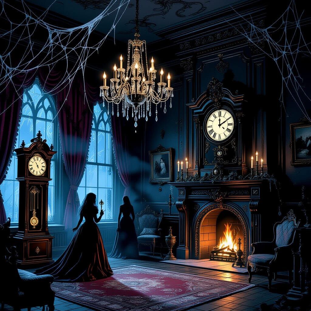 Haunted Victorian Mansion at Midnight