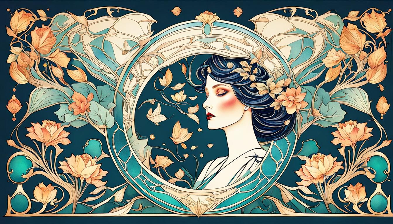 Elegant Art Nouveau Beauty Portrait