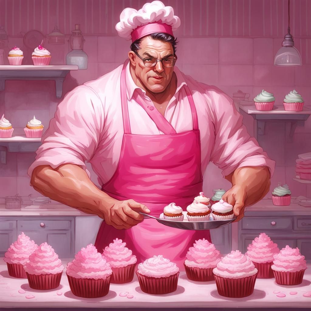 Otherworldly Baker Man Making Cupcakes