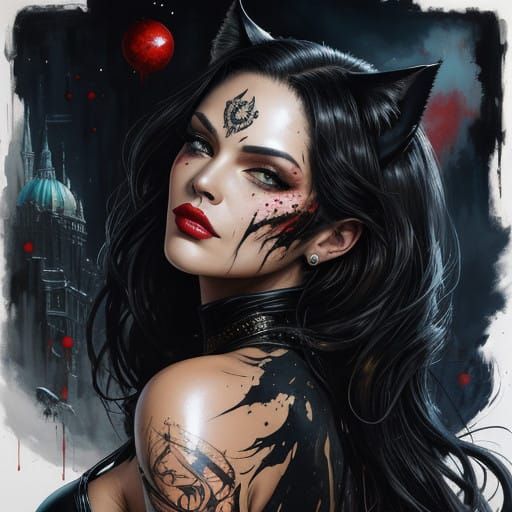 Gothic DC Catwoman in Hyper-Realistic, Intricately Detailed ...