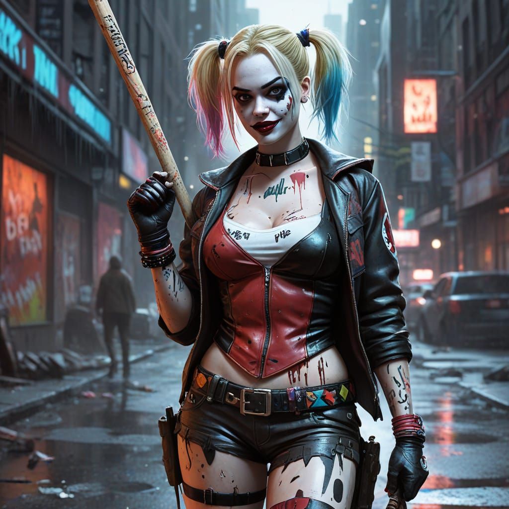 Harley Quinn Graffiti Art in Gotham Streets