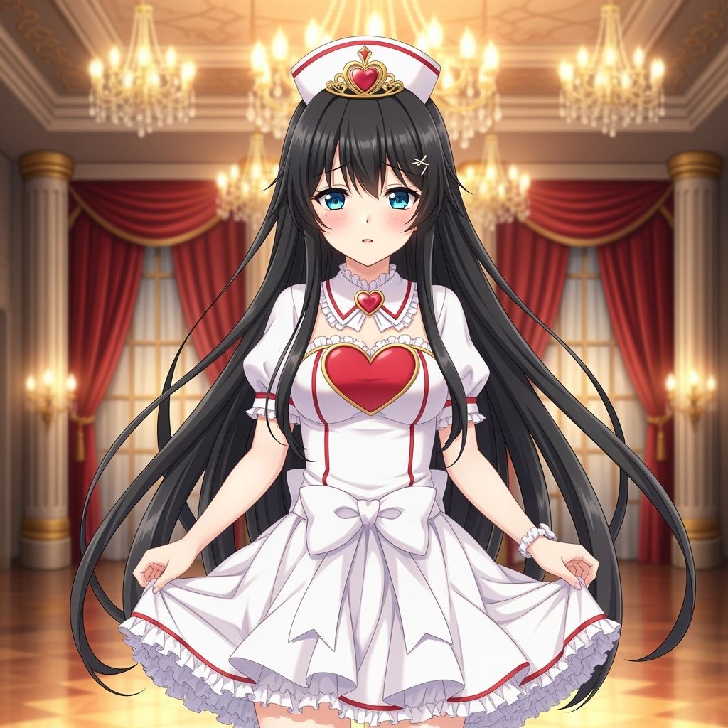 Anime Princess Nurse in Ballroom, Detailed Shading