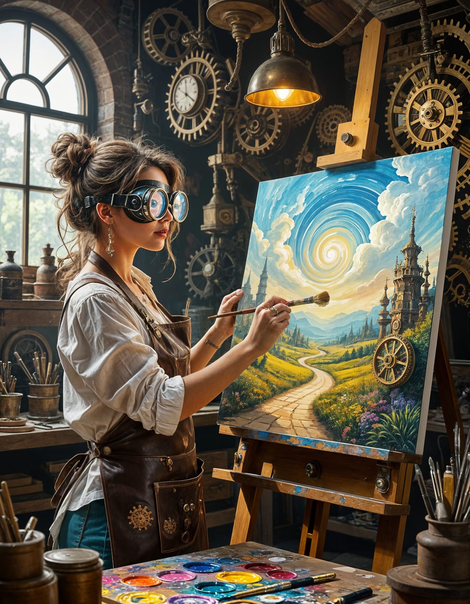 Steampunk Painter Creates Surreal Landscape in Oil