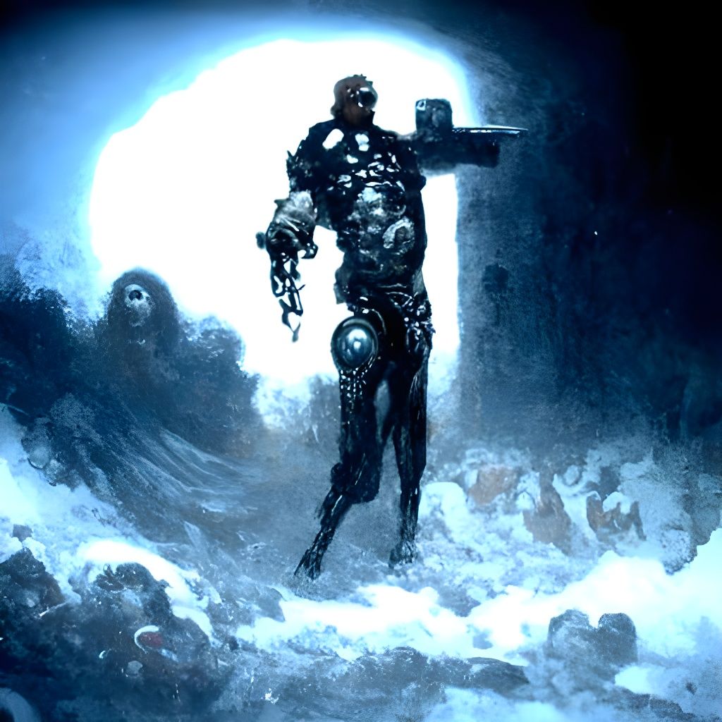 Horrific Cyborg God in Gothic Horror Style