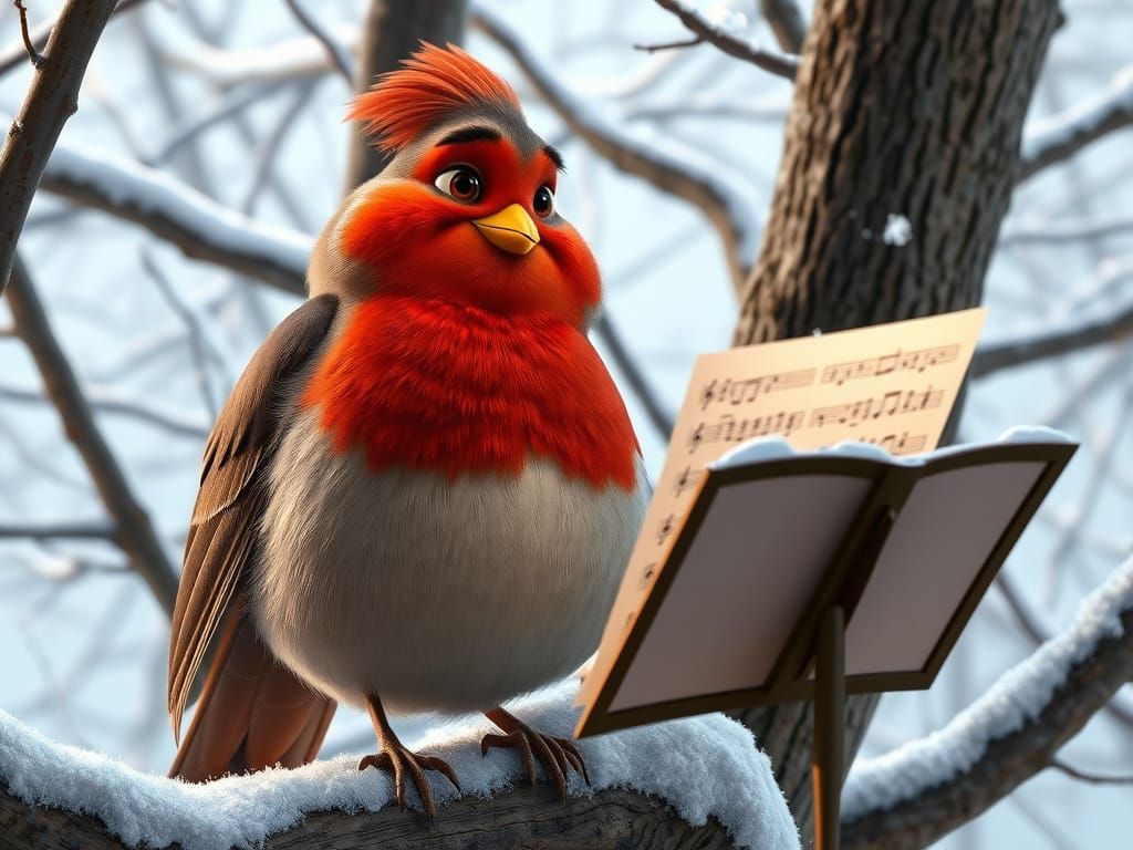 Proud Robin Sings Winter Aria: 3D Animated Film
