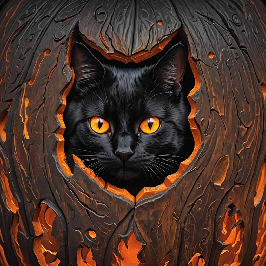Black Cat Peek-a-Boo: A Hyper-Realistic Halloween Treat