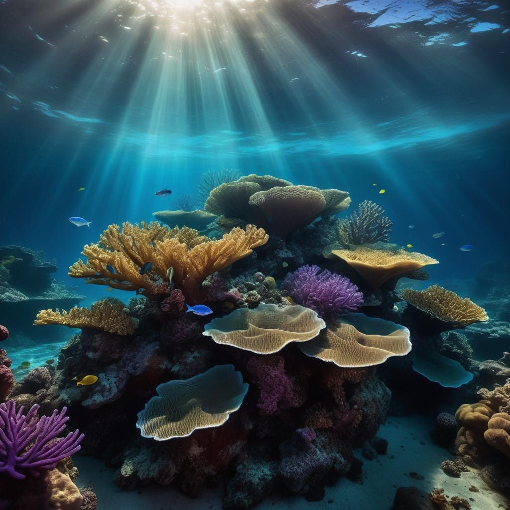 Vibrant Coral Reef Scene in Hyper-Realism
