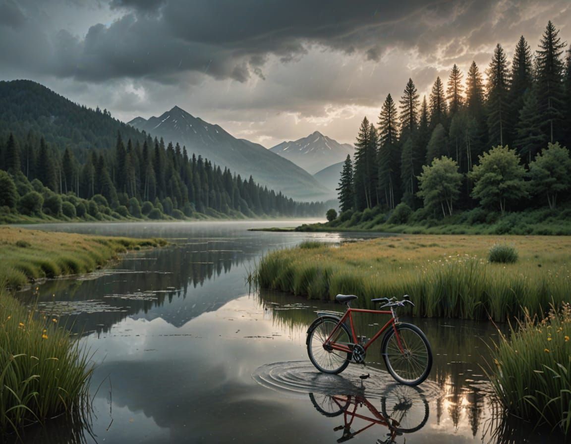 Ethereal Dawn on a Mountain Lake