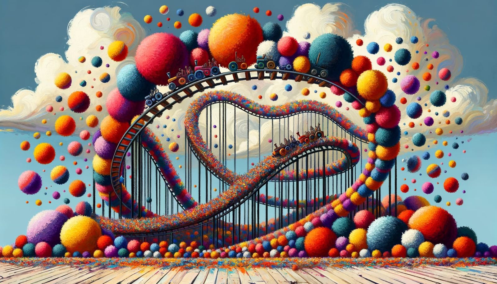 Pom Pom Roller Coaster in Expressionist Style