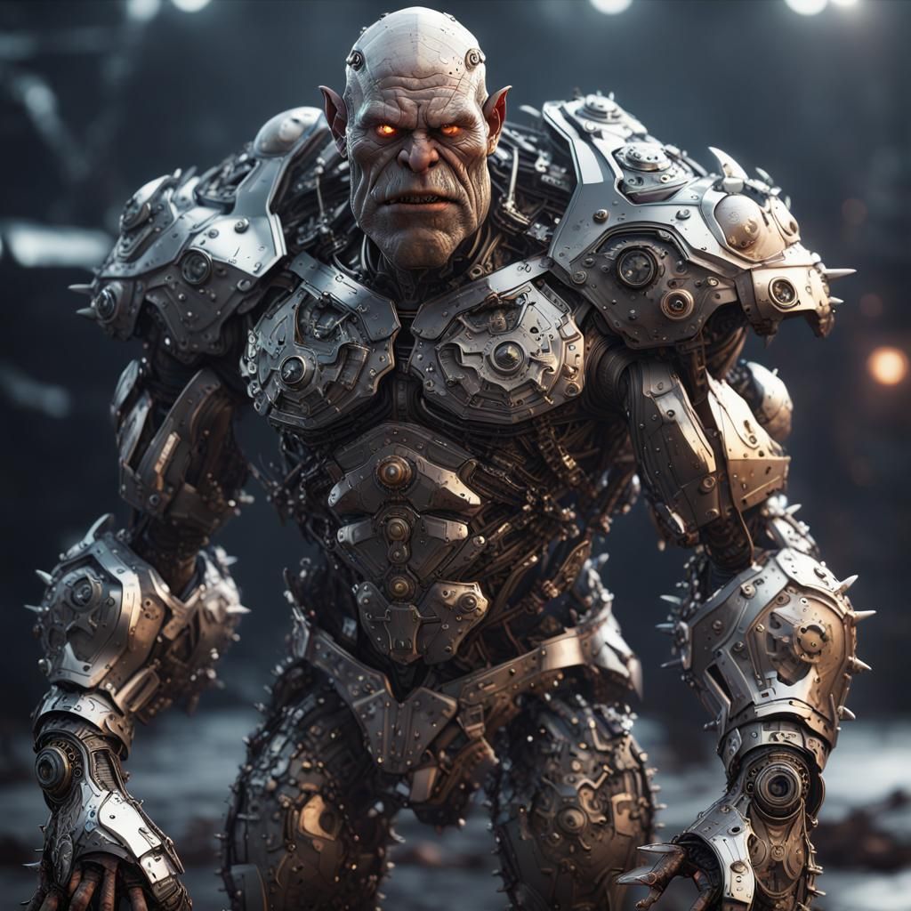 Orc with Liquid Metal Body in Sci-Fi Style