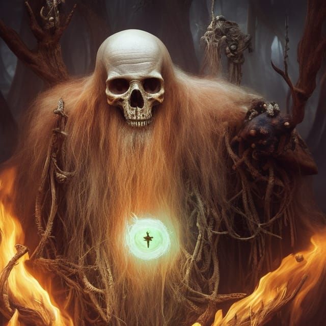 Raging Forest Man: Hyperdetailed Psychedelic Photograph