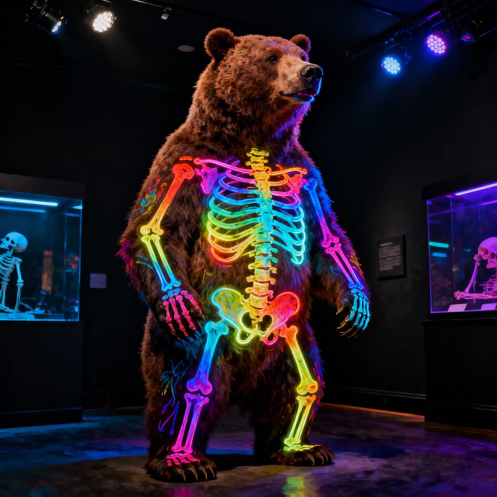Glowing Skeleton Bear Under Black Light