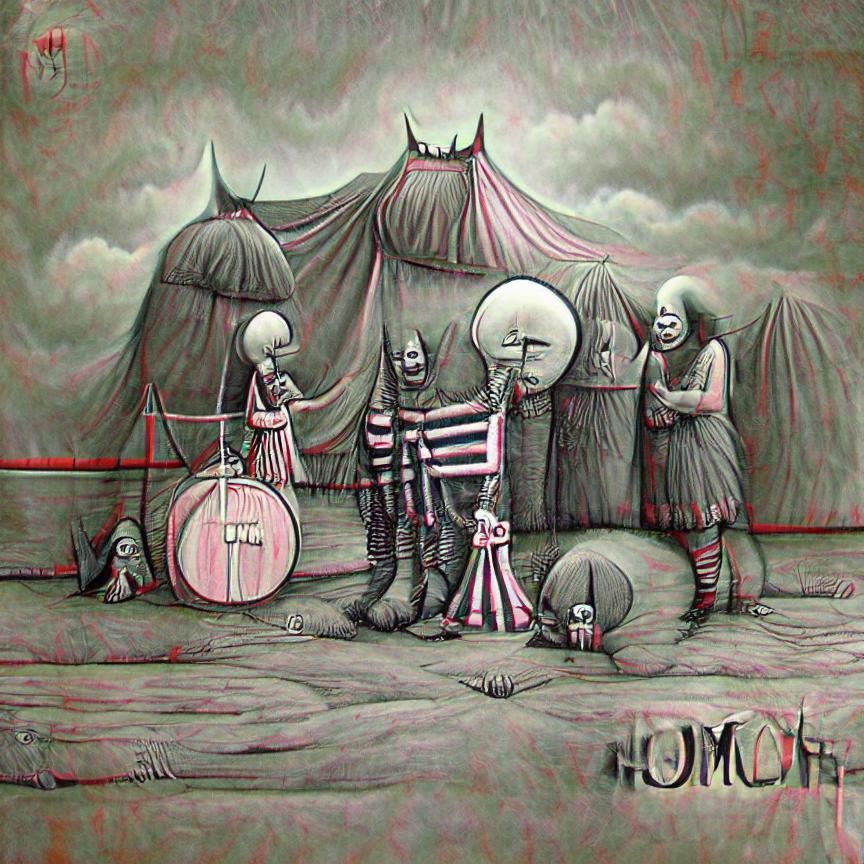 Monochrome Sad Circus in Sketchbook Style