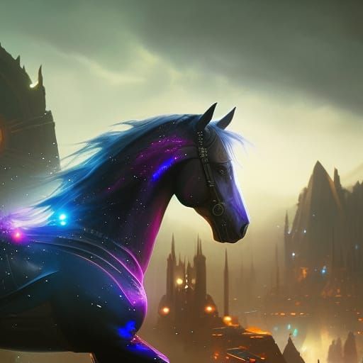 Hyperdetailed Galaxy Horse Concept Art in 8K