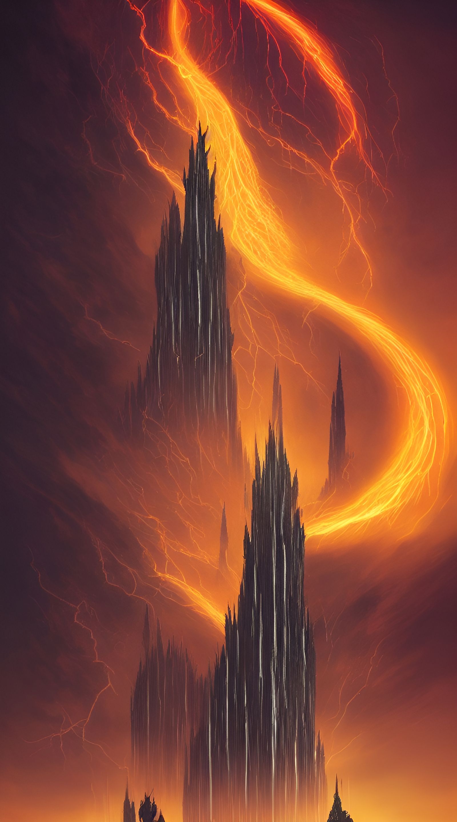 Dramatic Tower Landscape in Romantic Style