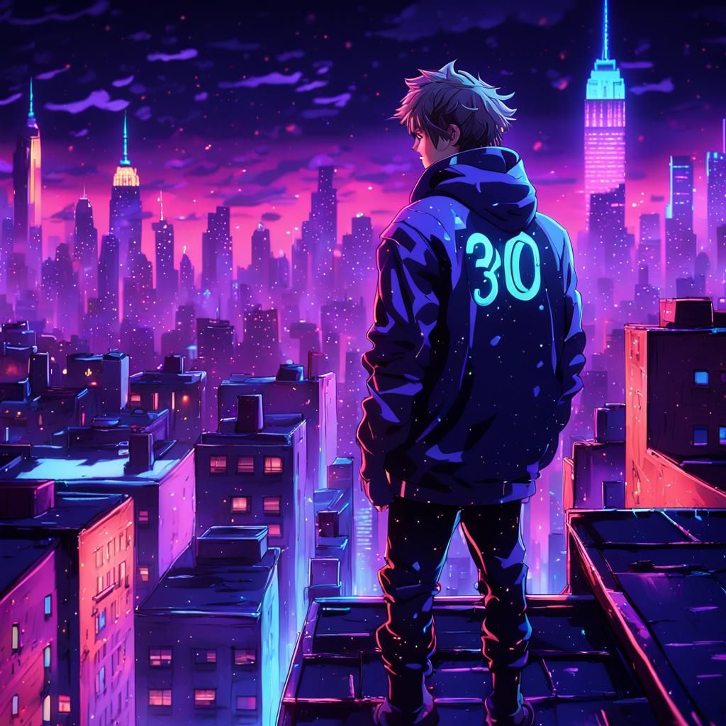 Leo on NYC Rooftop in 3D Anime Style