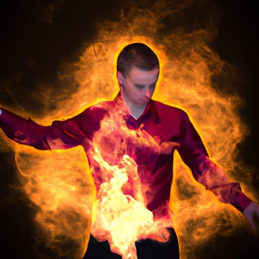 Man Ablaze: AI Interpretation of Fire