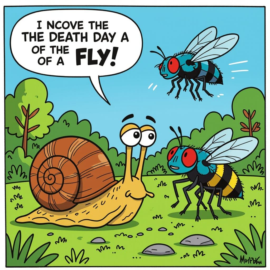 Cartoon Snail Investigates Fly Death: Comic Book Style