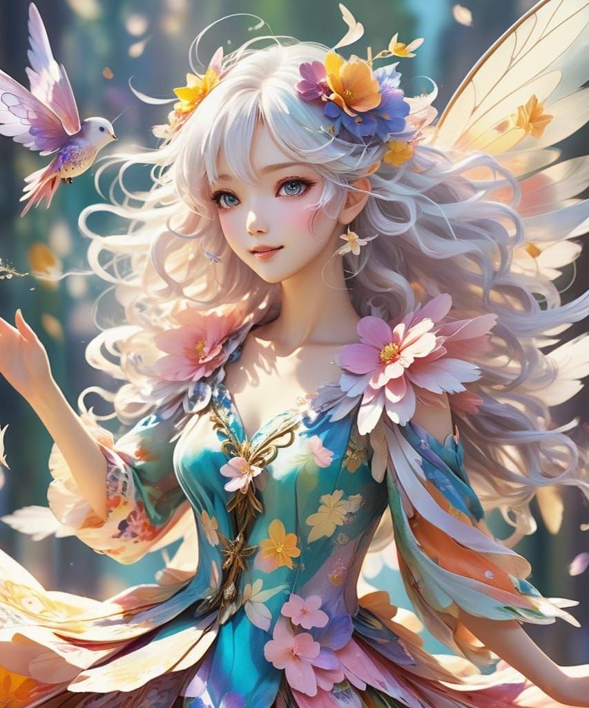 Anime Fairy Flying in the Sky