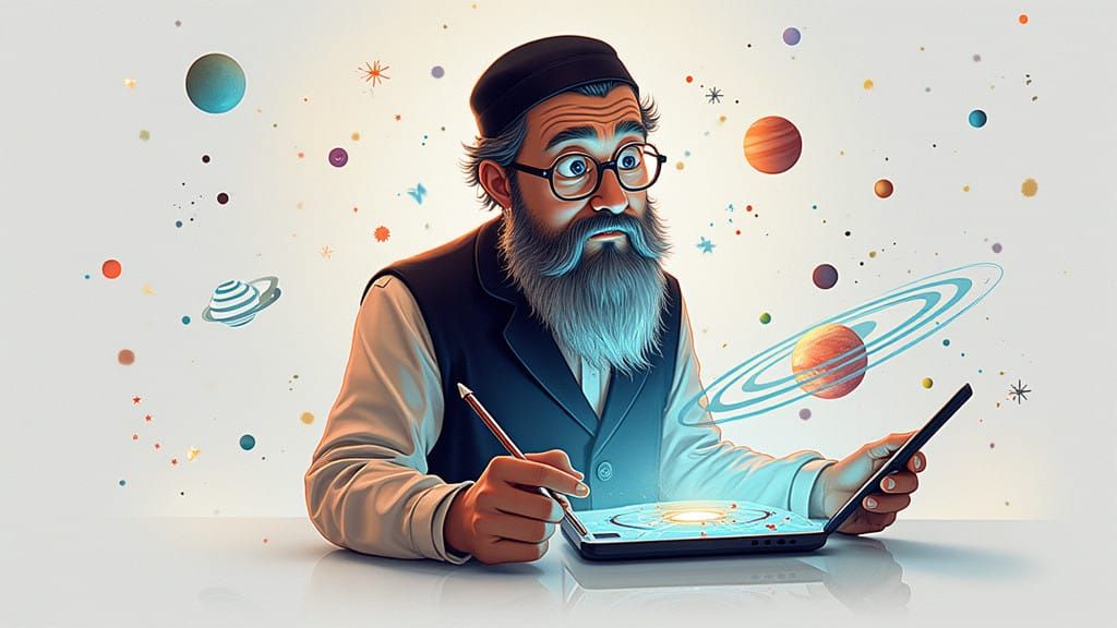 Rabbi's Celestial Exploration in Ethereal Light