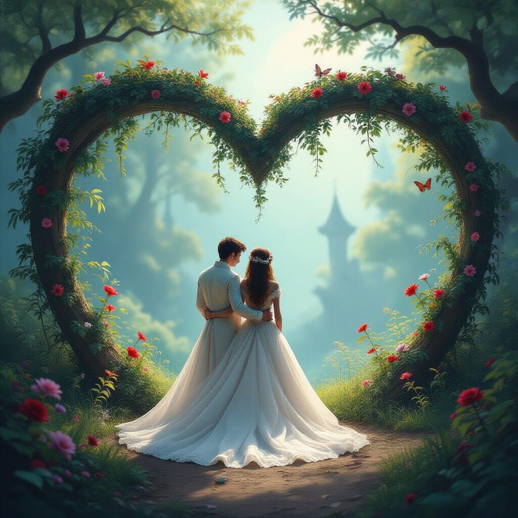 Heart-Shaped Fairytale Scene