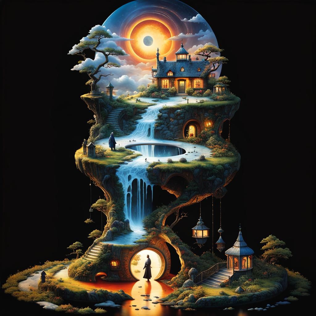 Surreal Stargate Landscape with Dream Room Cloud