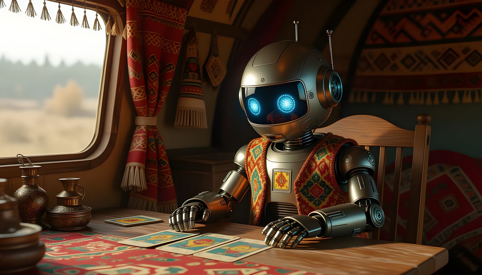 Robot Reads Tarot Cards in Slavic Caravan