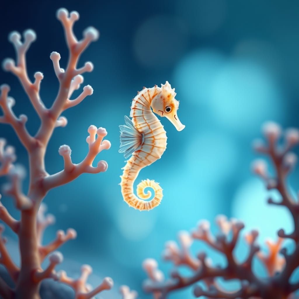 Glowing Seahorse in Fantasy Coral Reef