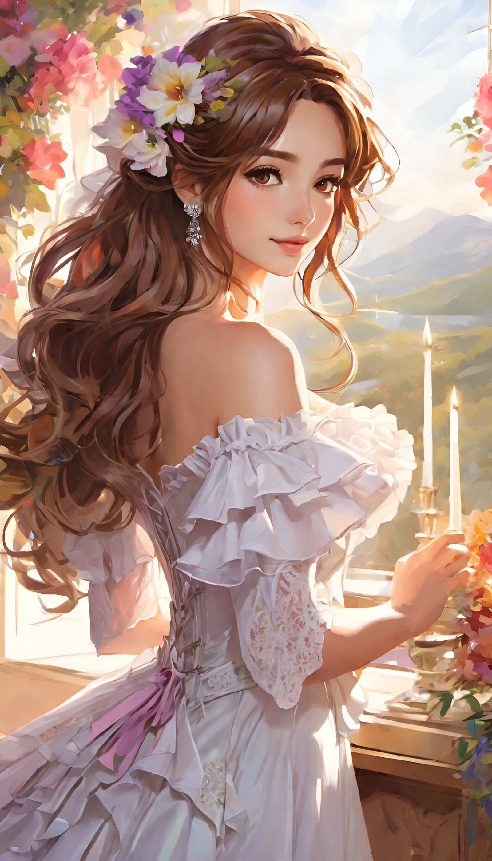 Anime Lady in Dress with Painterly Shading