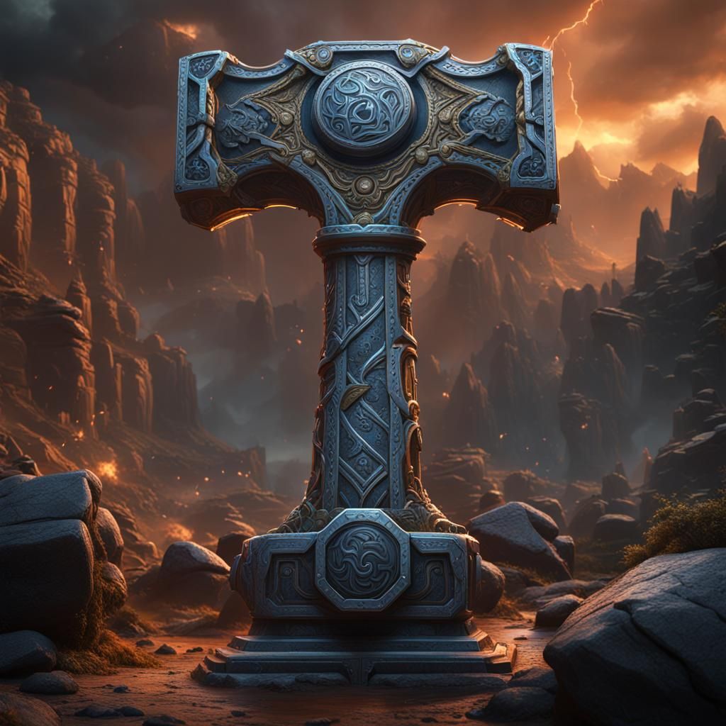 Detailed Matte Painting of Thor's Hammer
