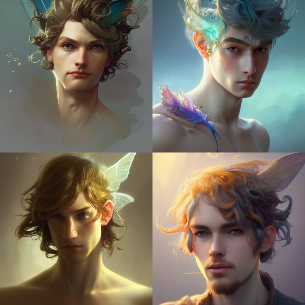 Detailed Portrait of Whimsical Fairy Boy