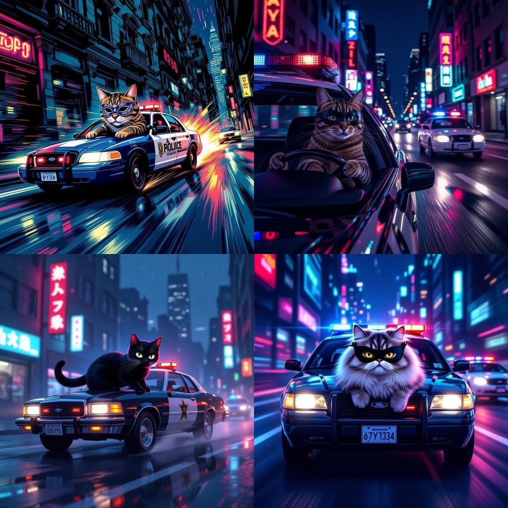 Cat Wearing Mask in Police Car Chase