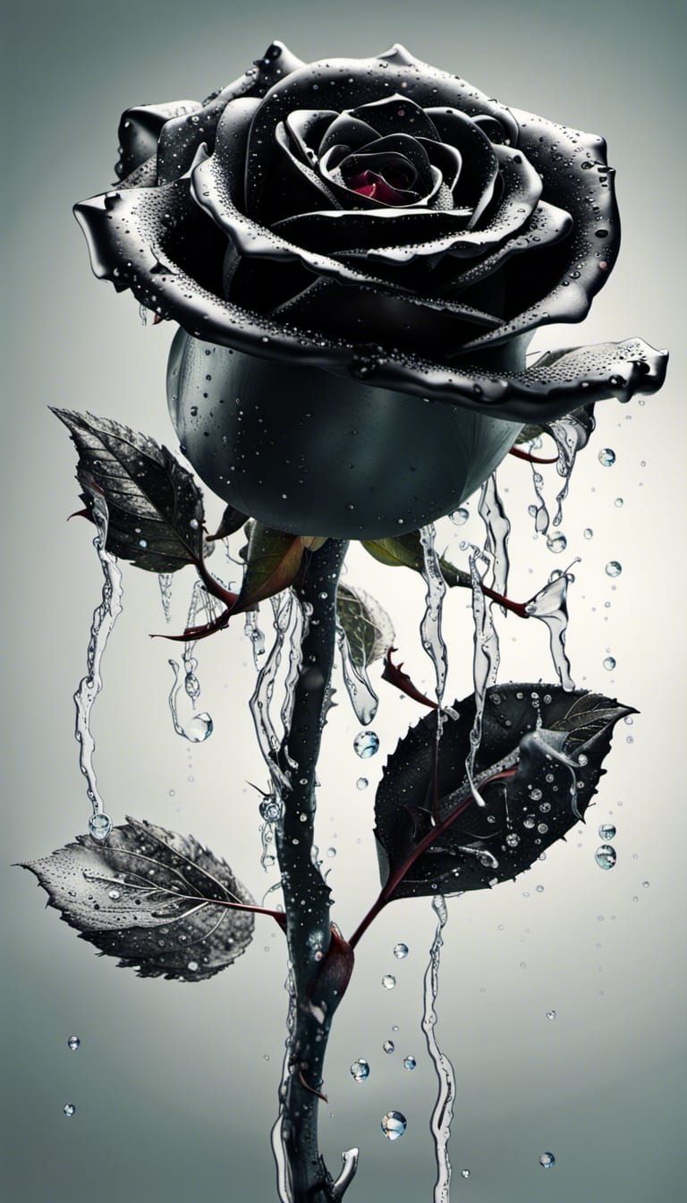 Black Rose Spring: Photorealistic CGI Fine Art